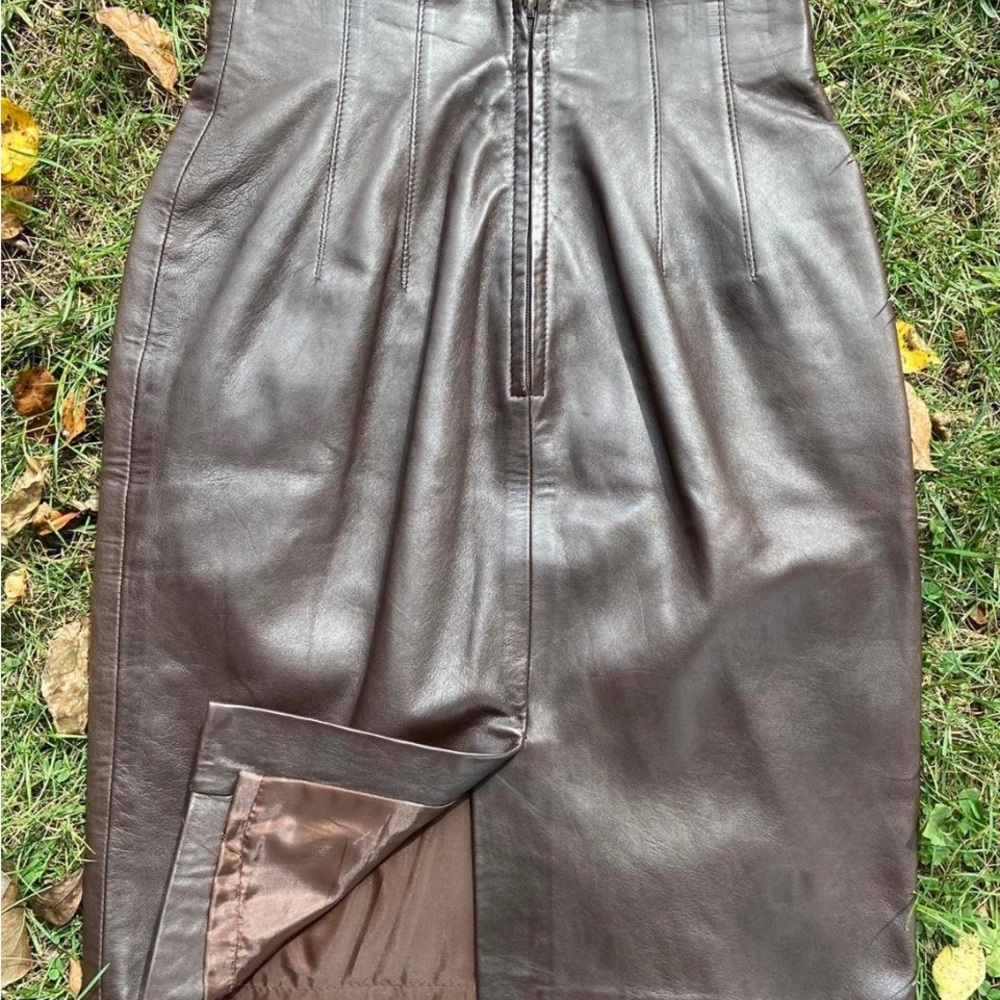 Henri bendel MAXIMA brown vintage leather skirt